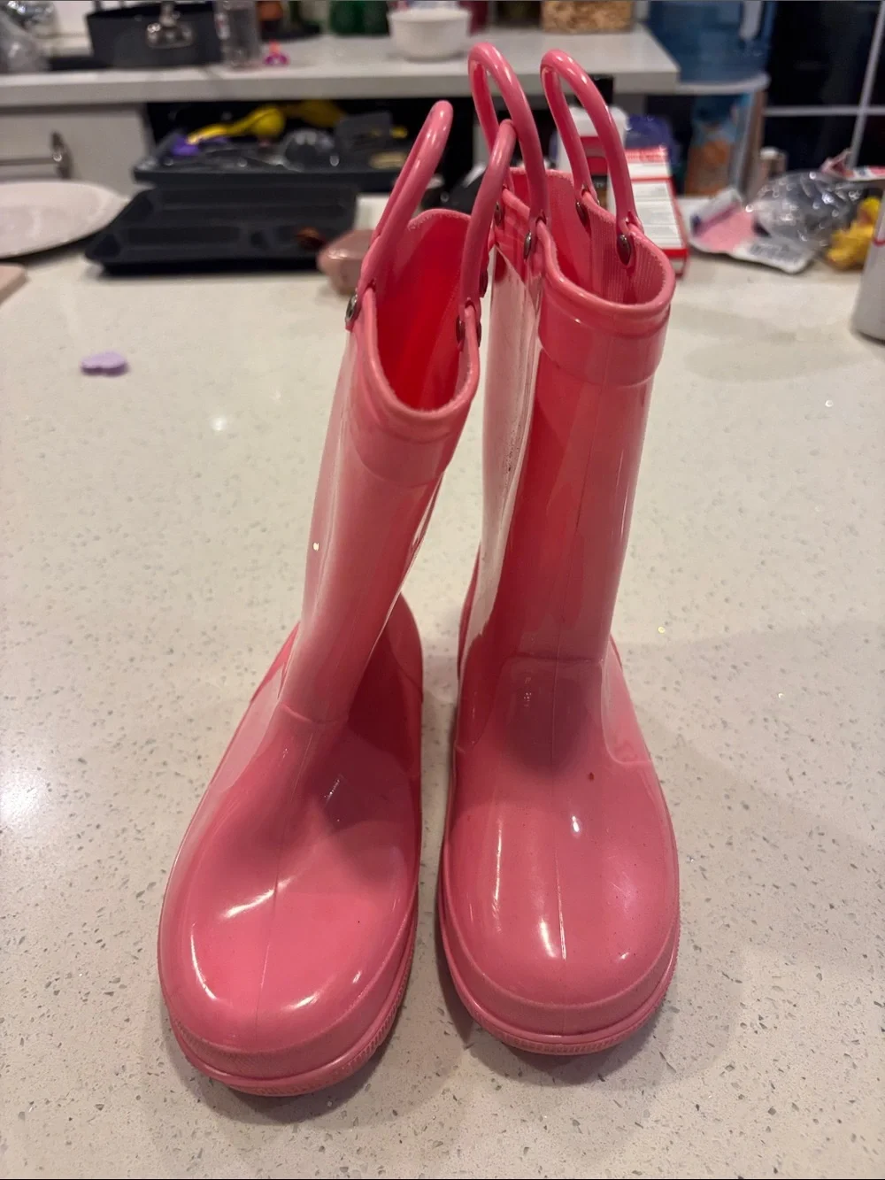 Kids Pink Rain Boots with Pull Handles